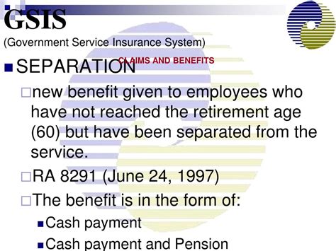 Separation Benefit – Government Service Insurance System.